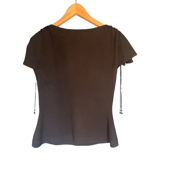ST. JOHN EVENING Santana Knit Short Sleeve Top With Crystal Embellishments Sz 4 - Picture 2 of 9